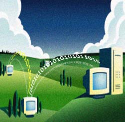 image: data jumping from computer to computer