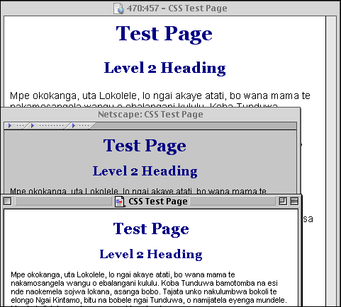 Comparing 3 browsers - color and font