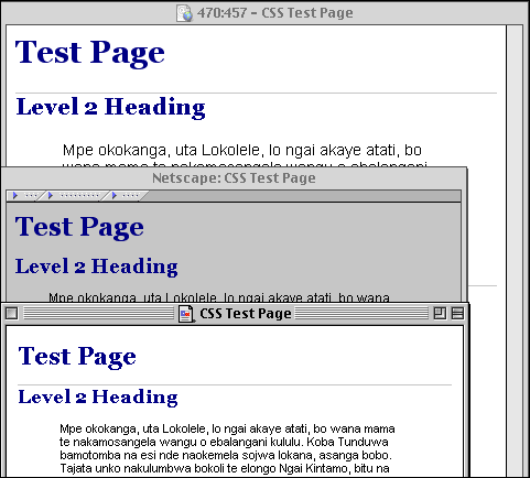 Comparing Opera (top), Netscape 4.7 (middle) and Internet Explorer 5 (bottom) - all Mac Comparing 3 browsers - borders