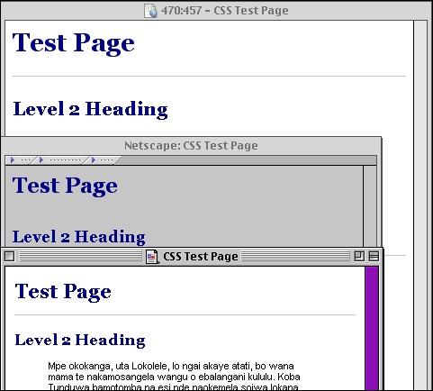 Comparing Opera (top), Netscape 4.7 (middle) and Internet Explorer 5 (bottom) - all Mac Comparing 3 browsers - borders and padding
